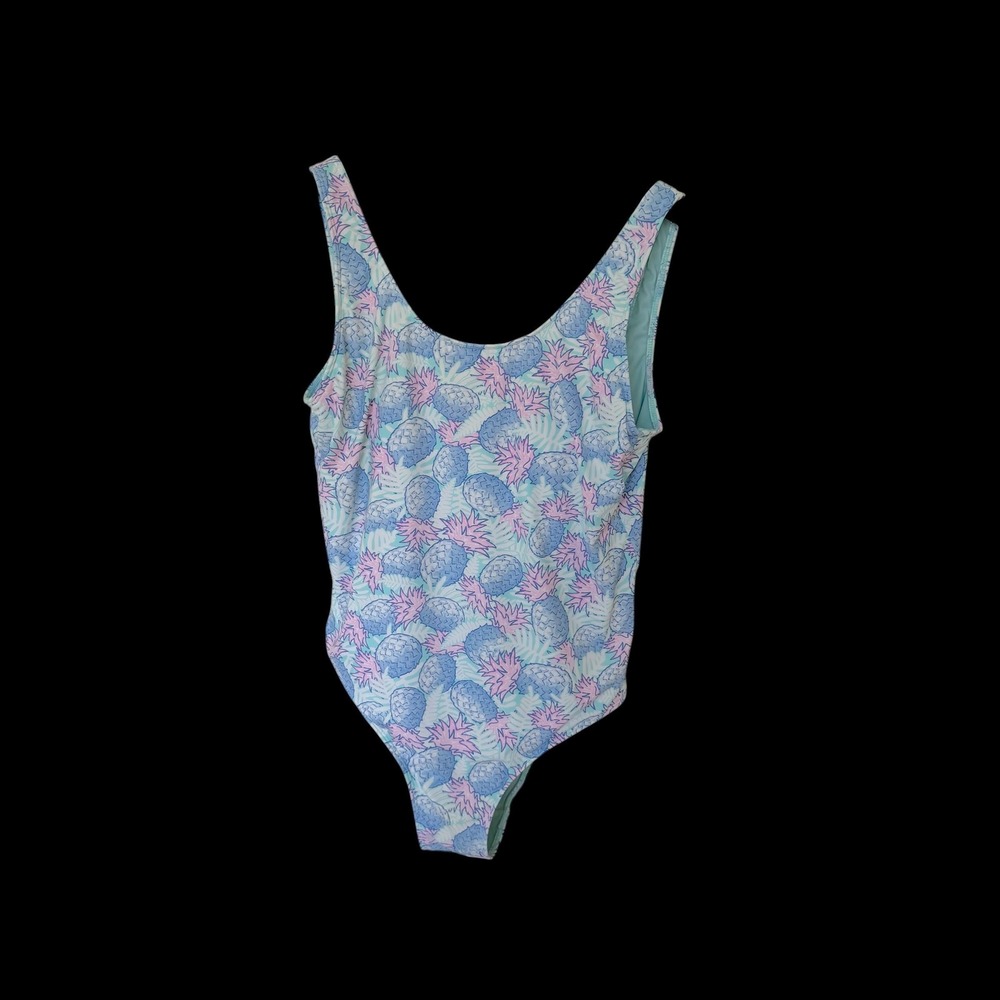 Vineyard Vines Womens Pineapple Print One Piece Swimsuit Blue Pink Size M 2M0681
